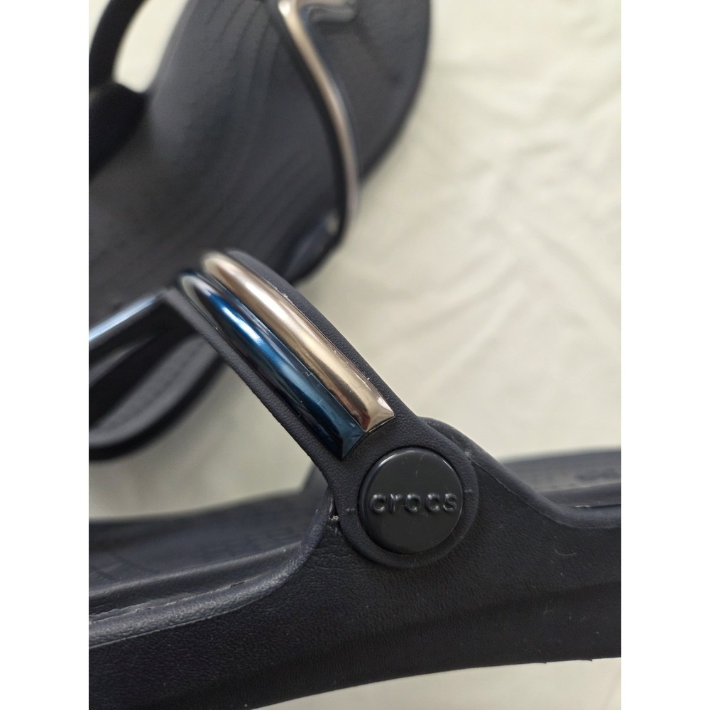 Crocs Sanrah Metal Block Flat Sandals Women's 9 Blue Summer Modern Artsy - Picture 8 of 10